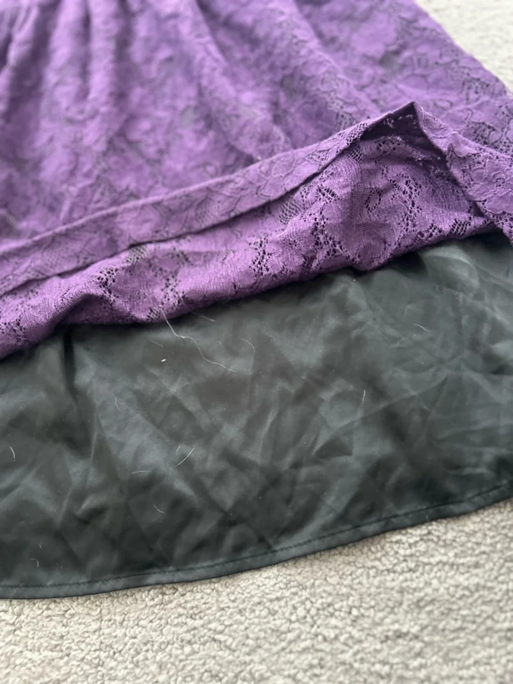 Kensie Plum Purple Lace Fit & Flare Mini Dress V-Neck Cap Sleeve Lined Size M - Picture 8 of 13